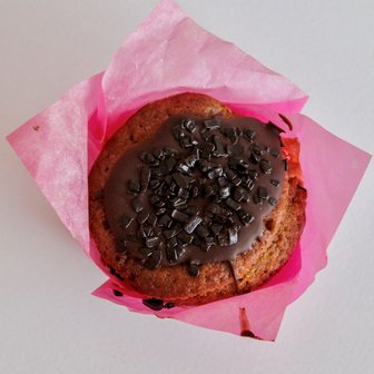 Chocolade muffin met choco topping
